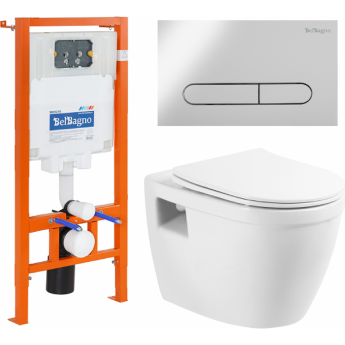 Комплект 4 в 1 унитаз, инсталляция, кнопка смыва, крышка-сиденье BELBAGNO