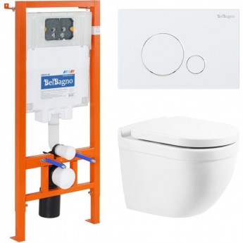 Комплект 4в1 унитаз, инсталляция, кнопка смыва, крышка-сиденье BELBAGNO