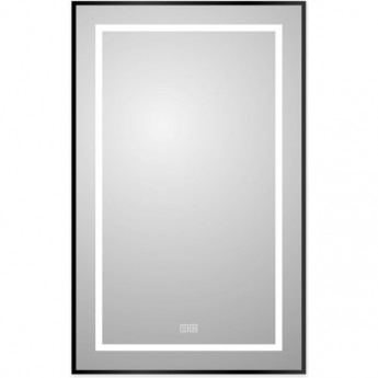 Зеркало BELBAGNO SPC-KRAFT-500-800-LED-TCH-WARM-NERO в алюминиевой раме со встроенным светильником, сенсорным выключателем и подогревом, 500x32x800